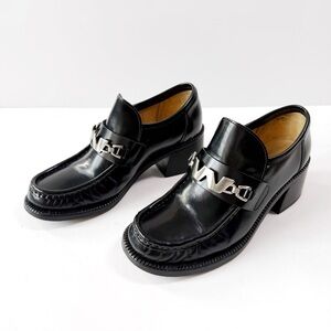 VTG 90s Patrick Cox Women Black Leather Wannabe Chunky Heel Loafers EU36.5 Y2K